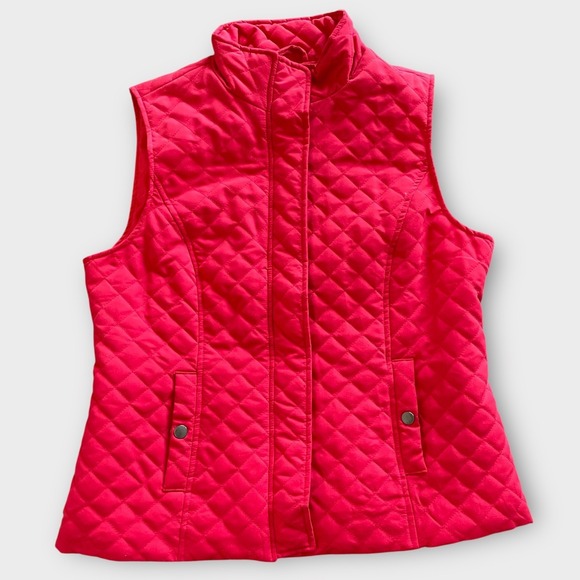 Christopher & Banks Jackets & Blazers - Christopher & Banks Quilted Vest Women Medium Red Pocket Classic Layering Preppy